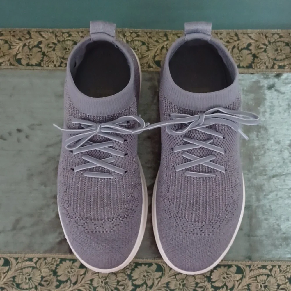 FitFlop Gray UberKnit High Top Slip-on Sneakers W-7
